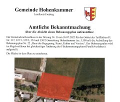 Amtliche Bekanntmachung Aufstellungsbeschluss BP Nr. 22