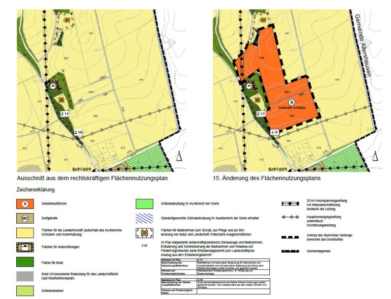 15. Änderung Flächennutzungsplan Sondergebiet Solarpark Schlipps